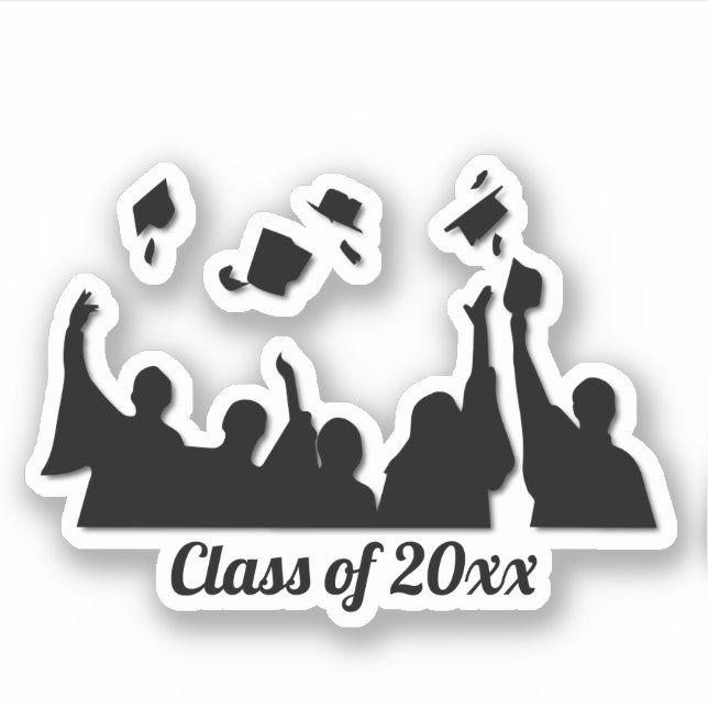 Grad Cap Toss Abschluss Aufkleber (Vorderseite)