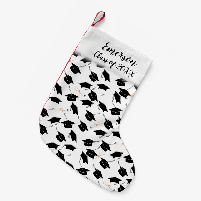 Grad-Cap und Diploma-Abschluss Kleiner Weihnachtsstrumpf (Vorderansicht (hängend))