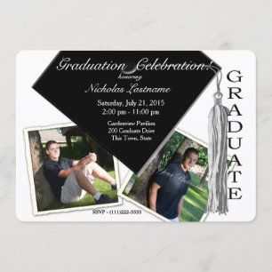 Grad Cap und Tassel mit Fotos Einladung