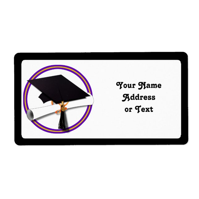 Grad Cap w/Diploma - Schulfarben Lila & Gold (Vorne)