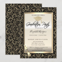 Grad Cap, Weinglas Gold Mandala Abschluss