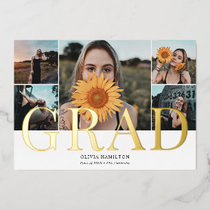 Grad Chic Multi Foto Abschluss Folieneinladung
