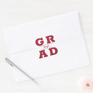 Grad Crimson auf Weiß Quadratischer Aufkleber