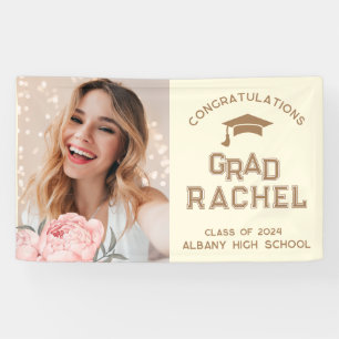 Grad Cute Gelbe Blumige Absolvent Abschlussfeier Banner
