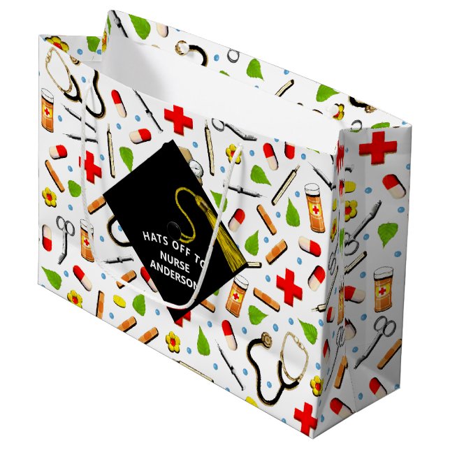 Grad der Kreativen Krankenpflege Große Geschenktüte (Vorderseite Schrägansicht)