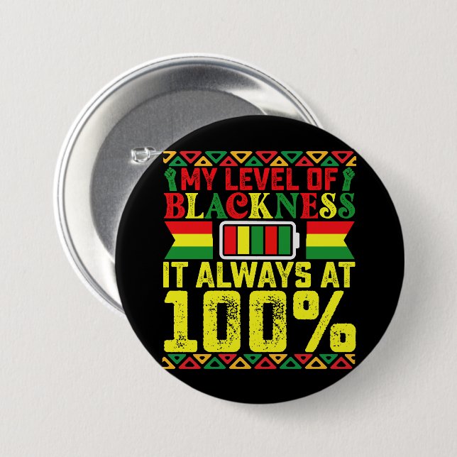 Grad der Schwärze Juneteenth Schwarze Geschichte Button (Vorne & Hinten)