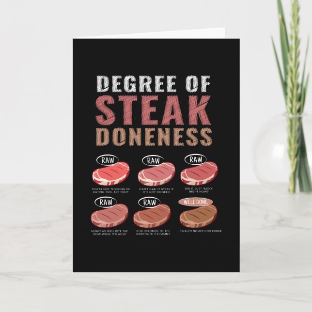 Grad der Steak Doneness Fleisch Grill GRILLEN Karte (Vorderseite)