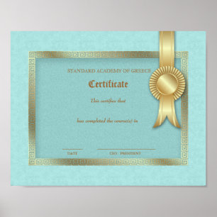 Grad Diplomzertifikat Griechenland Schlüssel Gold Poster