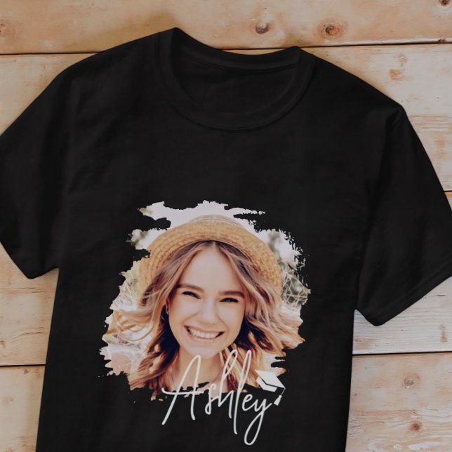 Grad Einfache moderne Coole Typografie Name und Fo T-Shirt (Von Creator hochgeladen)