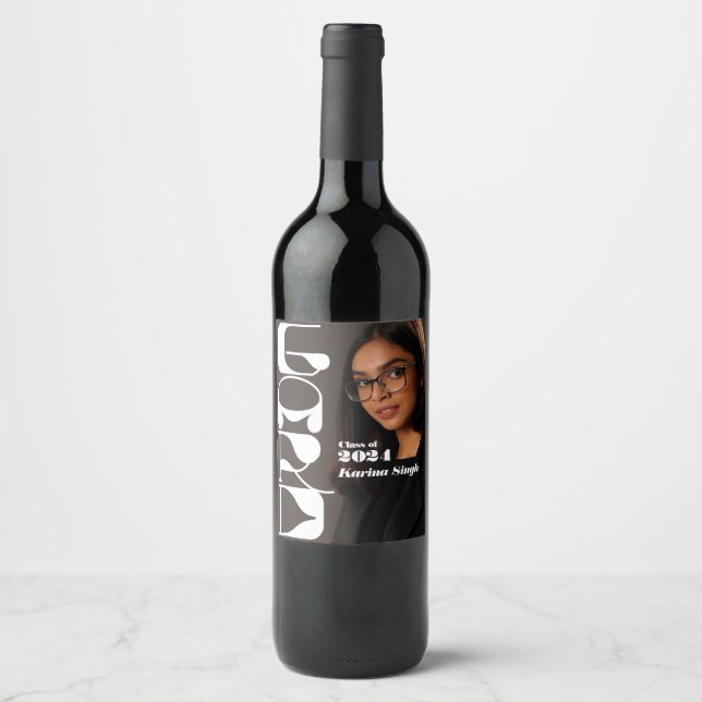 GRAD! Einfaches Foto Abschluss Weinetikett (Vorderseite)