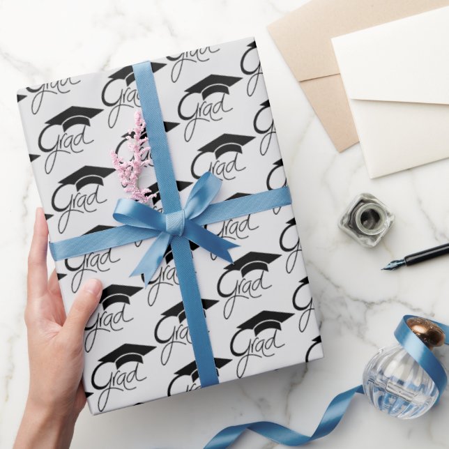 Grad Elegant Black Graduation Cap Geschenkpapier (Schenken)