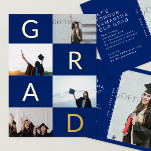 GRAD FARBBLOCKS MULTI Foto BLAU Gold Folieneinladung