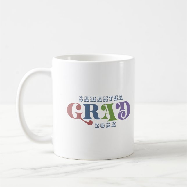 Grad farbenfrohe Retro-Typografie Kaffeetasse (Links)