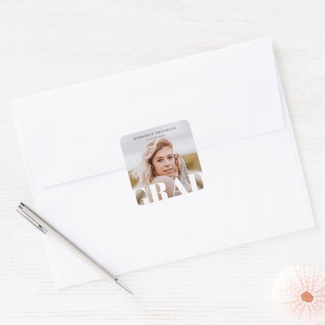 GRAD Foto Abschluss Square Sticker (Umschlag)