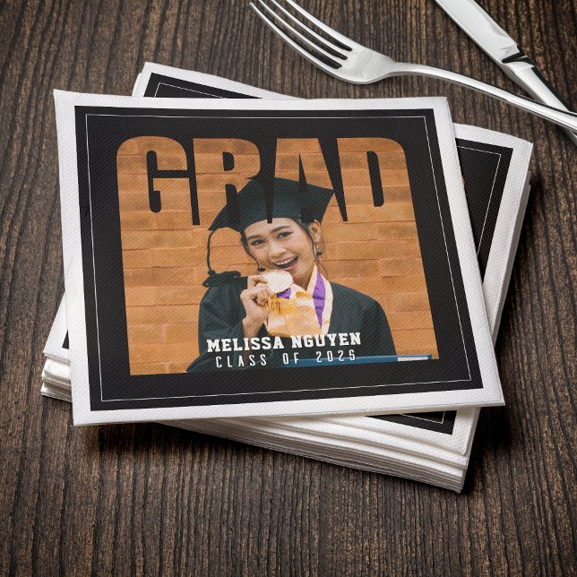 Grad Foto Black Abschluss Serviette (Grad Photo Black Graduation Napkins
)