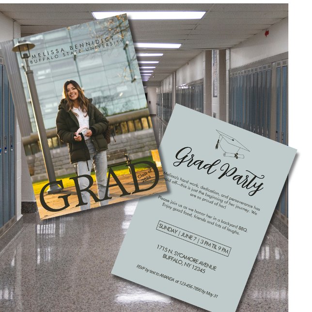GRAD Foto Party Grün Grau Einladung (Von Creator hochgeladen)