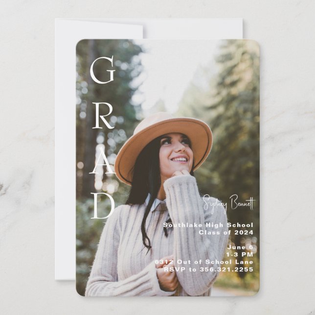 Grad Foto Rounded Graduation Party Einladung (Vorderseite)