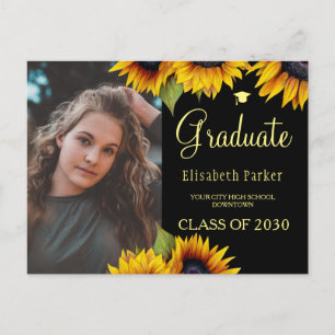 Grad Foto schicke Sonnenblumen Abschluss Ankündigu Ankündigungspostkarte
