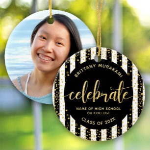 Grad Foto schwarz gold Glitter Schriftzug Andenken Keramik Ornament