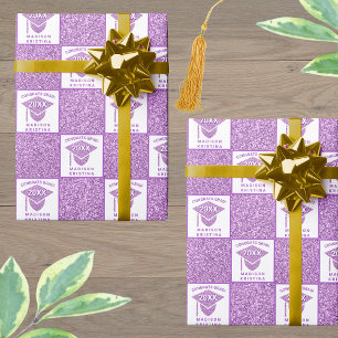 Grad Glam Lila Cap Celebration Abschluss Geschenkpapier