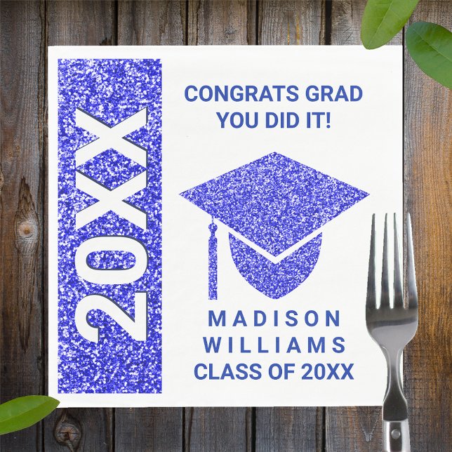 Grad Glam Navy Cap Typografie Einfaches Party Serviette (Von Creator hochgeladen)
