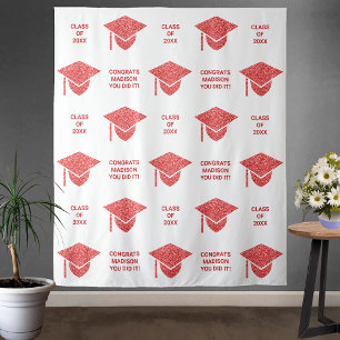 Grad Glam Red Cap Chic Party Selfie Foto Stand Wandteppich