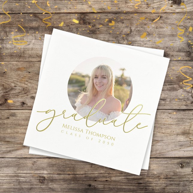 Grad-Gold-Kalligrafie Minimalistisches Foto Serviette (Von Creator hochgeladen)