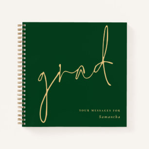 Grad Gold Script Green Abschluss Gästebuch Notizbuch
