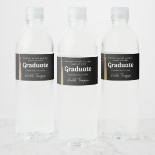 Grad-Goldtassel personalisiert Wasserflaschenetikett