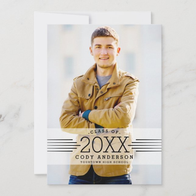 Grad | Graduierungspartei für Fotos mit schwarzem  Einladung (Vorderseite)