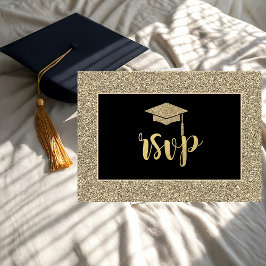 Grad-Graduierungspartei für Gold-Glitzer RSVP Karte