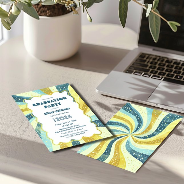 Grad Groovy Retro Abschluss Einladung (Von Creator hochgeladen)