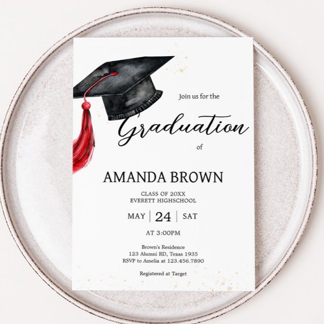 Grad Hat Moderne Graduationspartei Einladung (Grad Hat Graduation Party Invitation)