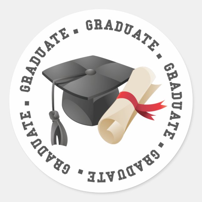 Grad-Hut und Grades-Stickers Runder Aufkleber (Vorderseite)