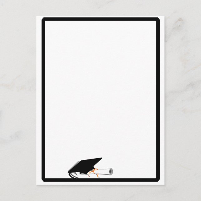 Grad Kappe Tilt mit Schulfarben Schwarz/Weiß Postkarte (Vorderseite)