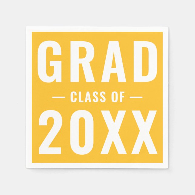 Grad-Klasse des goldgelben Typografie-Party 2023 Serviette (Vorderseite)