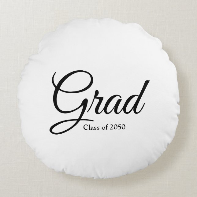 Grad-Klasse des Schwarz-weißen benutzerdefinierten Rundes Kissen (Vorderseite)