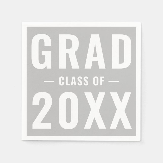Grad-Klasse von 2023 hellgrau moderne Typografie Serviette (Vorderseite)