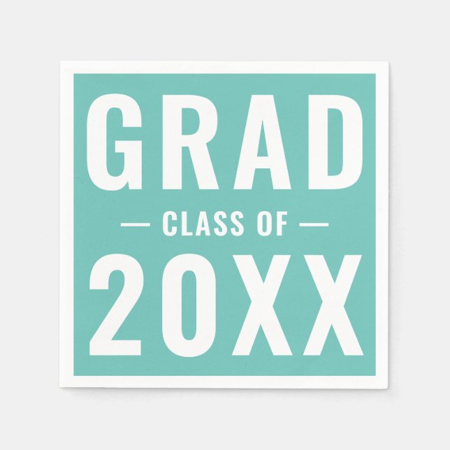 Grad-Klasse von 2023 leichte aquamarine moderne Ty Serviette (Vorderseite)