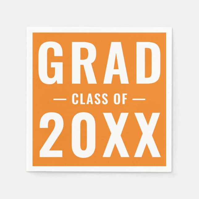 Grad-Klasse von 2023 orangefarbene moderne Typogra Serviette (Vorderseite)