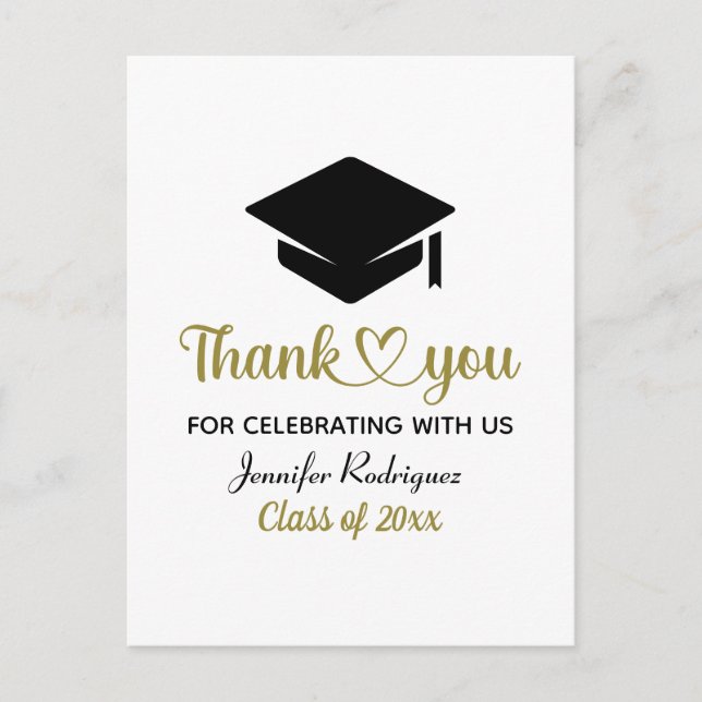 Grad Liebe und Dank Graduierung Cap Danke Postkarte (Vorderseite)