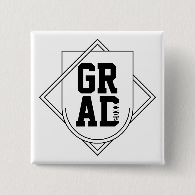 Grad Logo Abzeichen Schwarz-weißes Jahr Graduierun Button (Vorderseite)