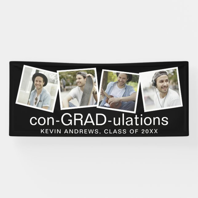 GRAD-Lulationen 4 Foto Collage Graduate Banner (Horizontal)