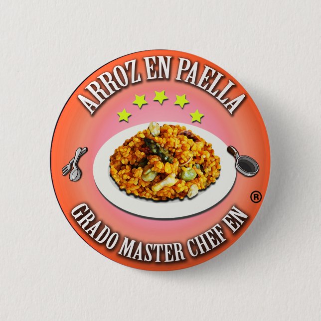 Grad Master Studiengang Chef im Reis in Paella Button (Vorderseite)
