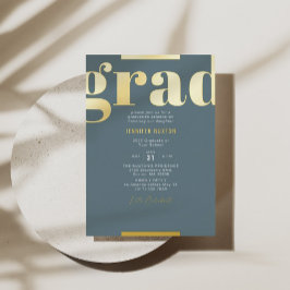 Grad Modern Bold Graduation Party Green & Gold Folieneinladung
