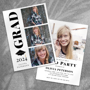 GRAD Multi Foto Collage Graduation Party Einladung