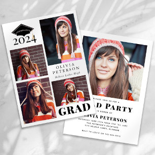 GRAD Multi Foto Collage Graduation Party Einladung