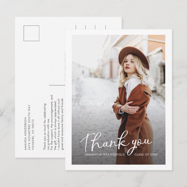 Grad Multi Foto Moderner Abschluss Vielen Dank Postkarte (Vorne/Hinten)