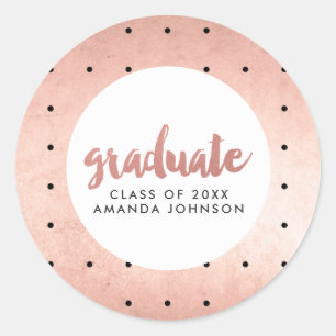 Grad Name Rose Gold Script Graduation Party Gefall Runder Aufkleber