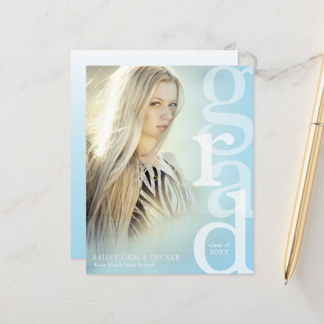 GRAD Overlay Budget Blue Abschluss Ankündigung (Vorderseite/Rückseite Beispiel)